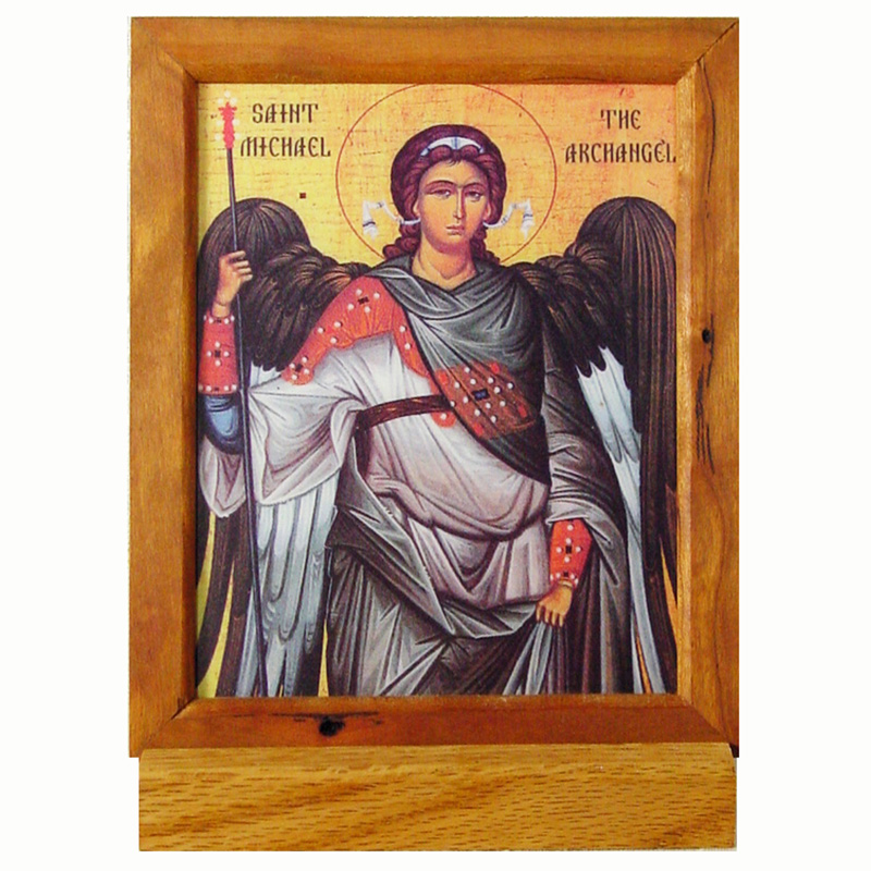 Saint Michael Archangel Plaque in Stand - Mater Dei Imports