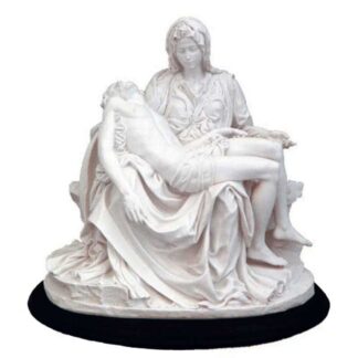 Pieta Statue on Wood Base