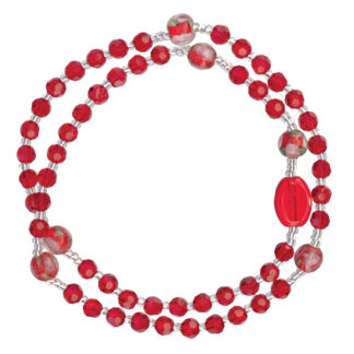 Twist Rosary Bracelet with Red Crystal Beads