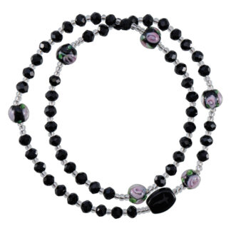 Twist Rosary Bracelet with Black Crystal Beads
