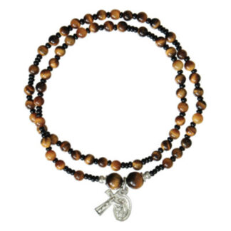 Twist Rosary Bracelet with Tiger Eye Gemstone Beads